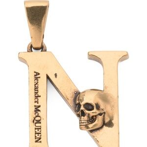 Alexander McQueen Alphabet Skull Charm Gold Tone. “N” Letter